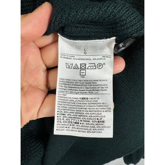 Banana Republic Merino Wool blend button front sweater hunter green sz L - Picture 7 of 7